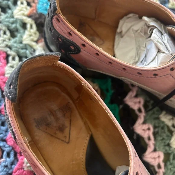 John Fluevog Pink and Black Brogue Flats - Picture 4 of 6